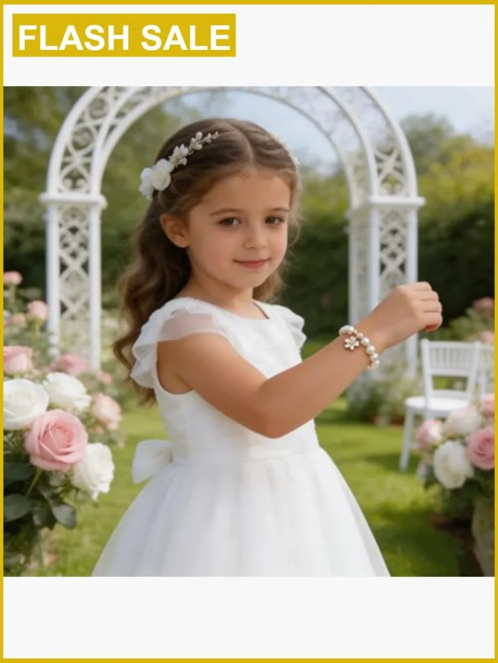 Flower Girl Proposal Gift Pearl Necklace & Bracelet Set Adjustable